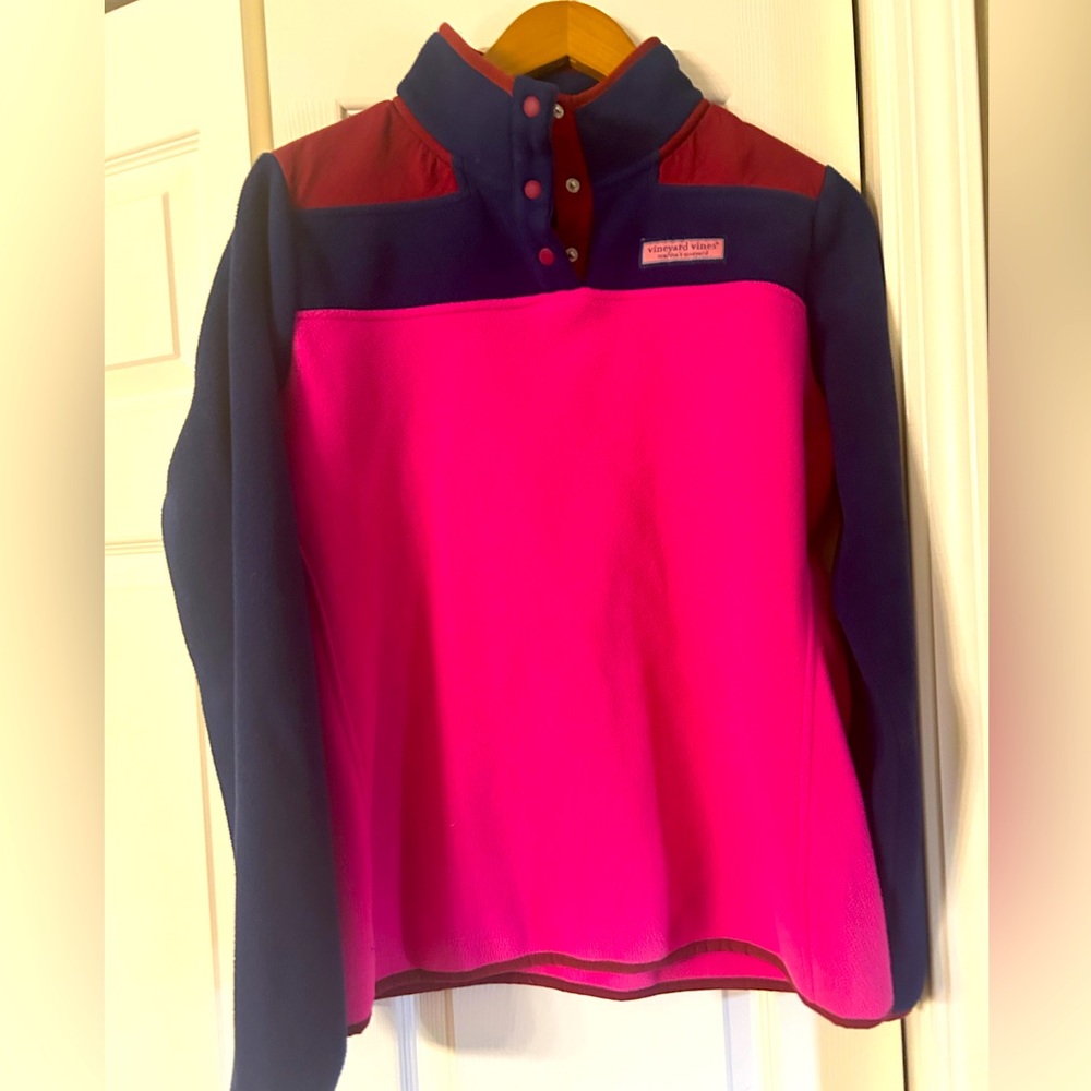 Women’s Sz M Vineyard Vines Quarter Snap Fleece Pullover Jacket Coat Barely Worn